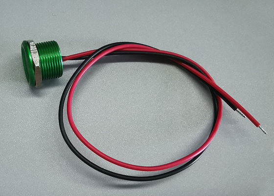 Commutateur piézo-électrique momentané de contact de fil à tête plate vert de 22mm 15cm